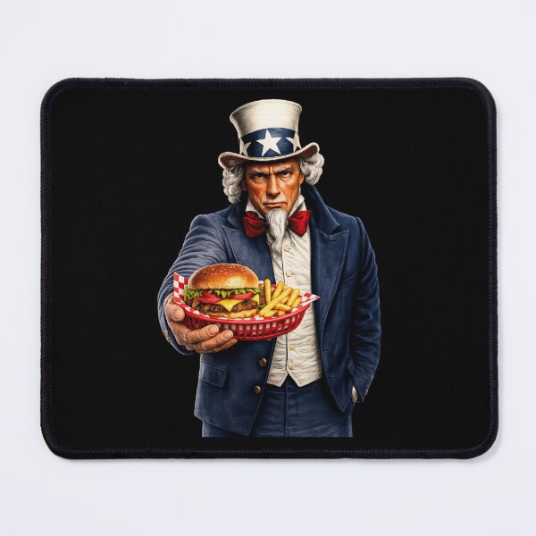 Item preview, Funny Burger Lover Uncle Sam Patriotic BBQ Fast Food Humor Design designed and sold by TheTrendsDesk.