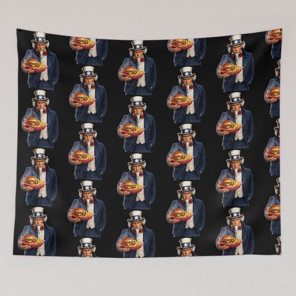 Item preview, Funny Burger Lover Uncle Sam Patriotic BBQ Fast Food Humor Design designed and sold by TheTrendsDesk.