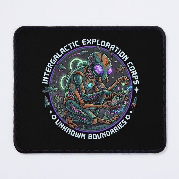 Item preview, Intergalactic Exploration Corps – Cyberpunk Mecha Alien Badge designed and sold by HornbillDesign.