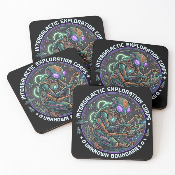Item preview, Intergalactic Exploration Corps – Cyberpunk Mecha Alien Badge designed and sold by HornbillDesign.