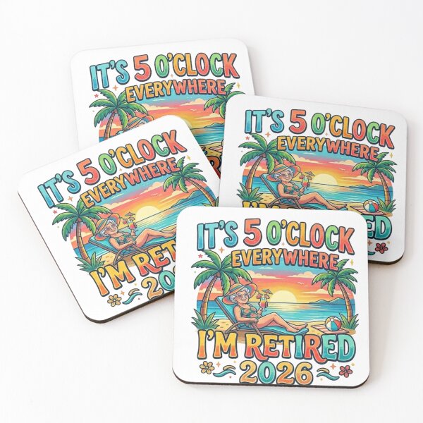 Item preview, It's 5 O'clock Everywhere, Retired Grandma Beach Tropical Sunset Graphic designed and sold by MerchlyMike.