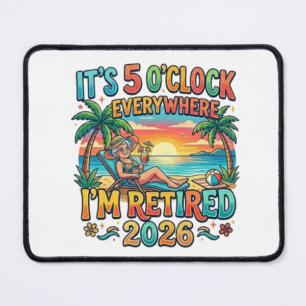 Item preview, It's 5 O'clock Everywhere, Retired Grandma Beach Tropical Sunset Graphic designed and sold by MerchlyMike.