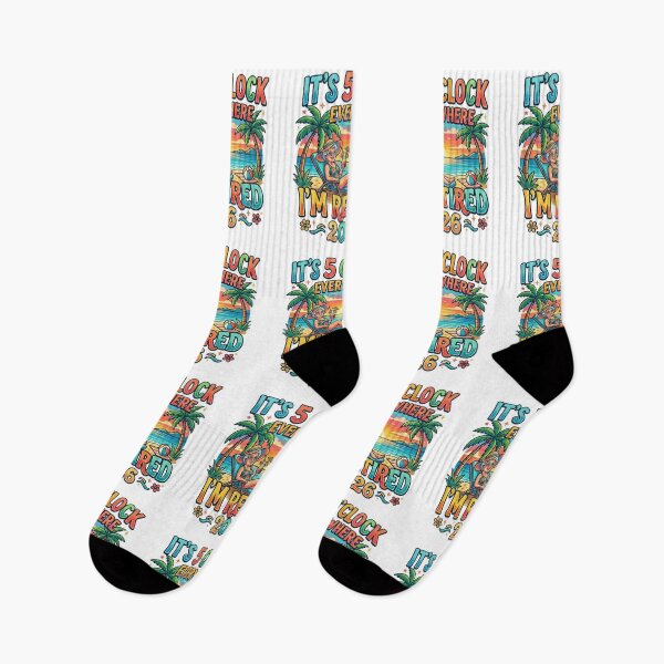 Item preview, It's 5 O'clock Everywhere, Retired Grandma Beach Tropical Sunset Graphic designed and sold by MerchlyMike.