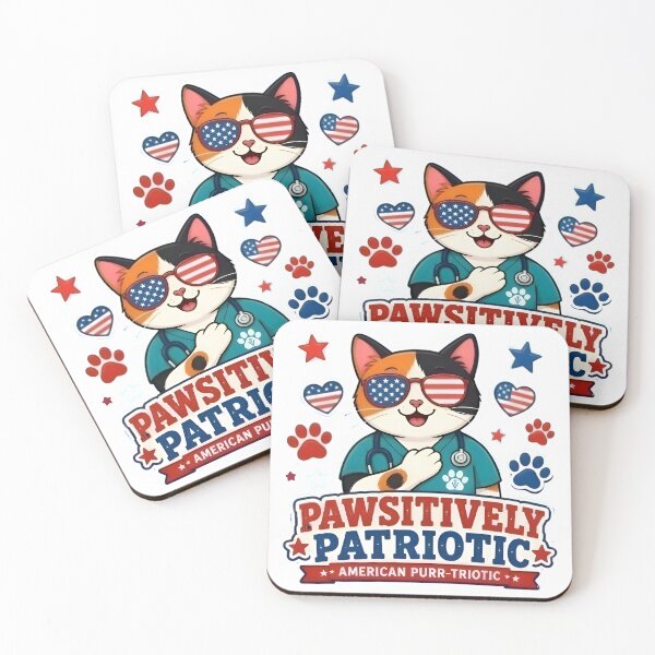 Item preview, Pawsitively Patriotic Cat Sticker | Cute Veterinary 4th of July Design designed and sold by Bettybee00.