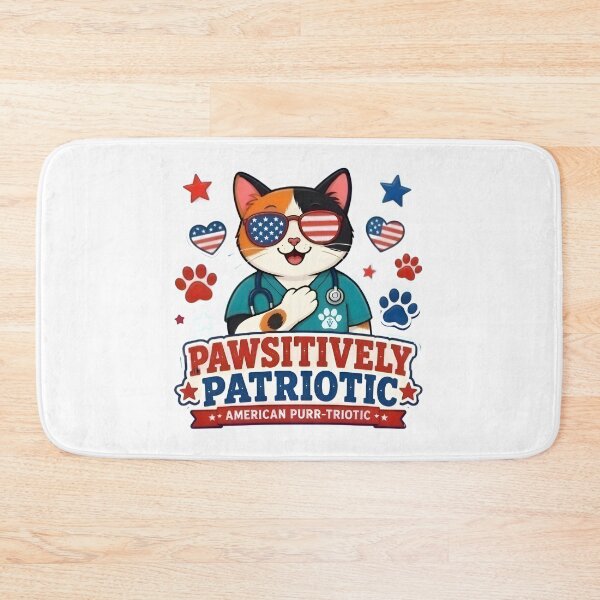 Item preview, Pawsitively Patriotic Cat Sticker | Cute Veterinary 4th of July Design designed and sold by Bettybee00.