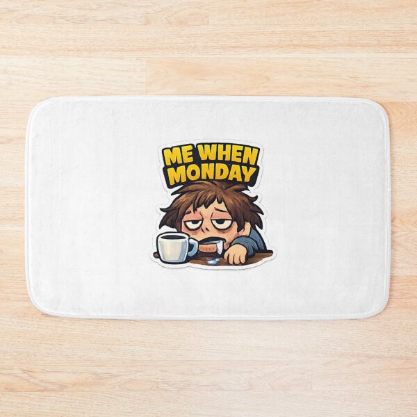 Item preview, Me When Monday Sticker | Tired Coffee Mood Meme designed and sold by Jyotisima8929.