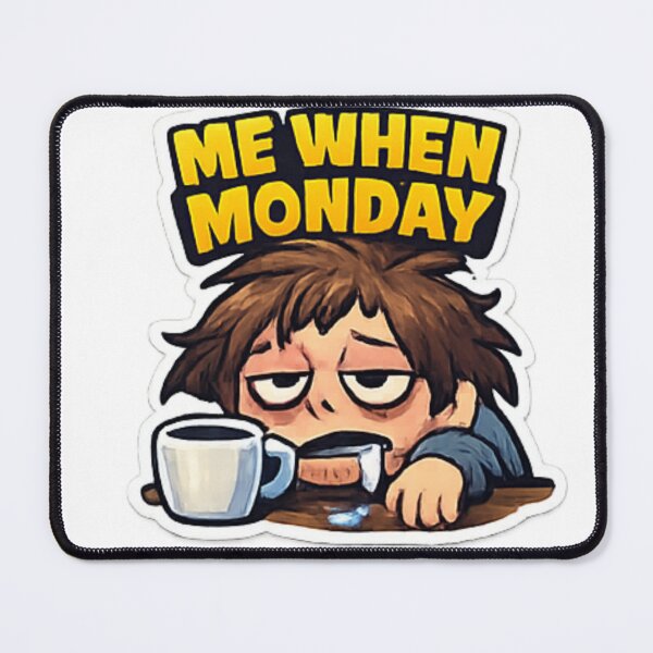 Item preview, Me When Monday Sticker | Tired Coffee Mood Meme designed and sold by Jyotisima8929.