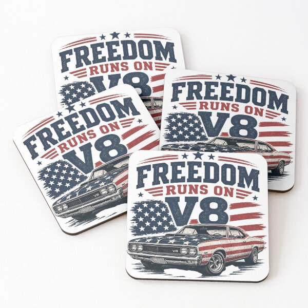 Item preview, Freedom Runs On V8 Patriotic Muscle Car Shirt designed and sold by kaream1308.
