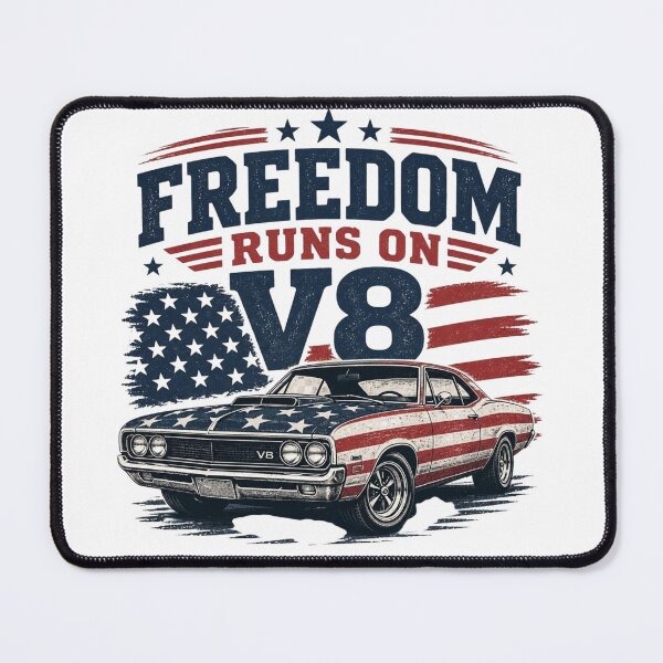Item preview, Freedom Runs On V8 Patriotic Muscle Car Shirt designed and sold by kaream1308.