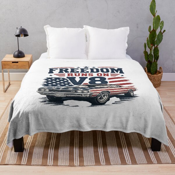 Item preview, Freedom Runs On V8 Patriotic Muscle Car Shirt designed and sold by kaream1308.