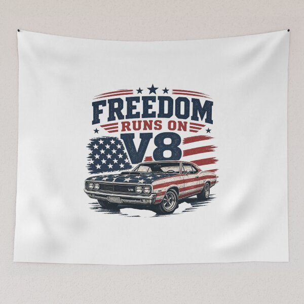 Item preview, Freedom Runs On V8 Patriotic Muscle Car Shirt designed and sold by kaream1308.