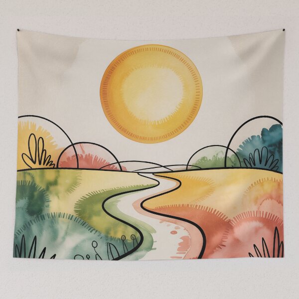 Item preview, Symbolic Sun & Path Landscape – Paul Klee Inspired Abstract Print designed and sold by Tamas Das.