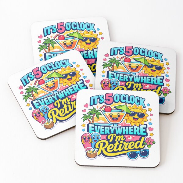 Item preview,  It's 5 O'clock Everywhere I'm Retired Cute Tropical Beach Cocktail Graphic designed and sold by MerchlyMike.