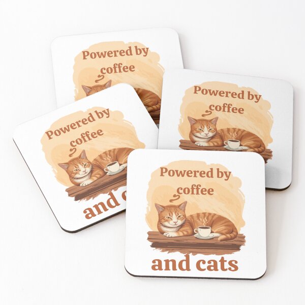 Item preview, Powered by Coffee and Cats Funny Cat Lover T-Shirt designed and sold by rafmv.