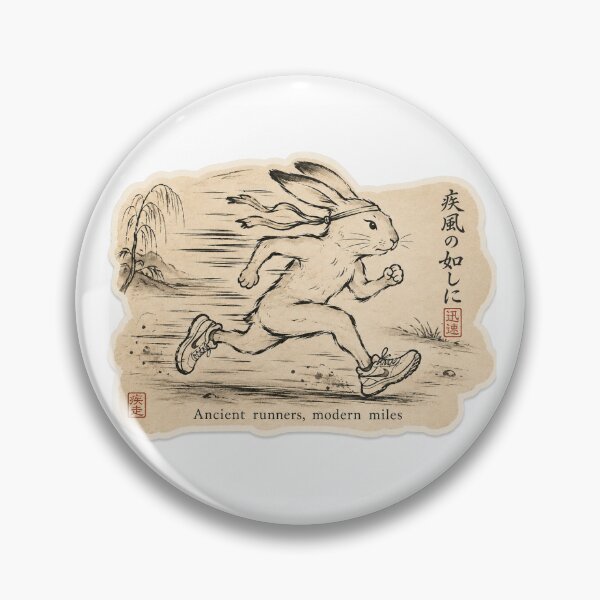 Item preview, Ancient Runners Modern Miles  Japanese Ink Rabbit Running Sticker designed and sold by Locker39.