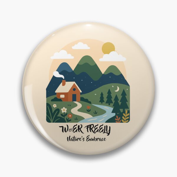 Item preview, Vaga libremente, el abrazo de la naturaleza, acogedora cabaña de montaña (vector) designed and sold by GraceCreation.
