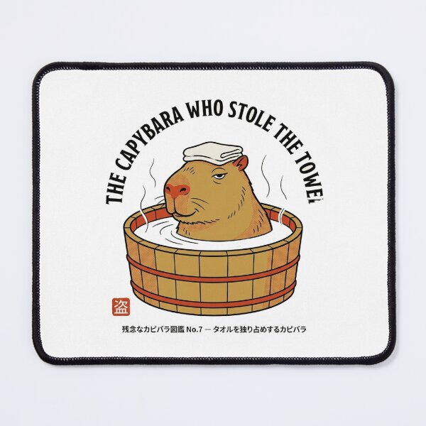 Item preview, The Capybara Who Stole the Towel — Kawaii Funny Onsen Capybara designed and sold by nurusubetei.