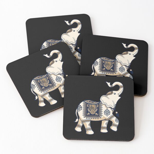Item preview, Ornate Navy & Gold Decorated Elephant with Raised Trunk designed and sold by teaw-teaw.