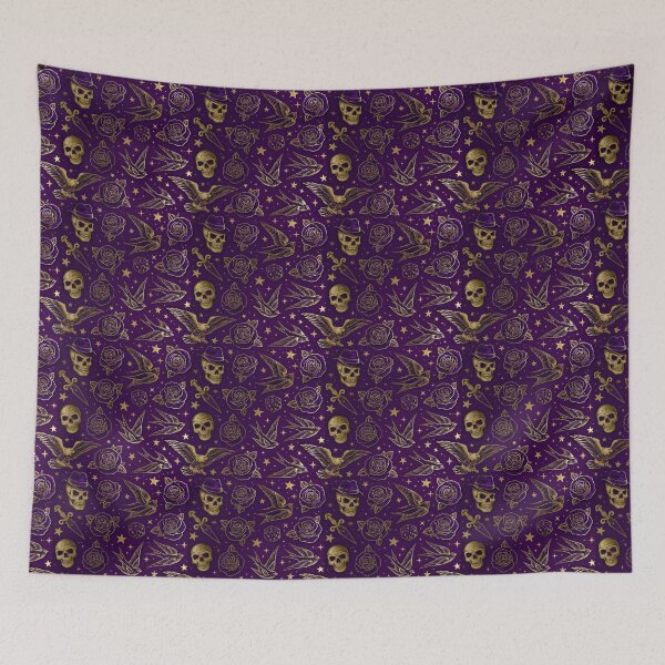 Item preview, Gold And Purple Vintage Tattoo Flash Pattern designed and sold by igraphixart.