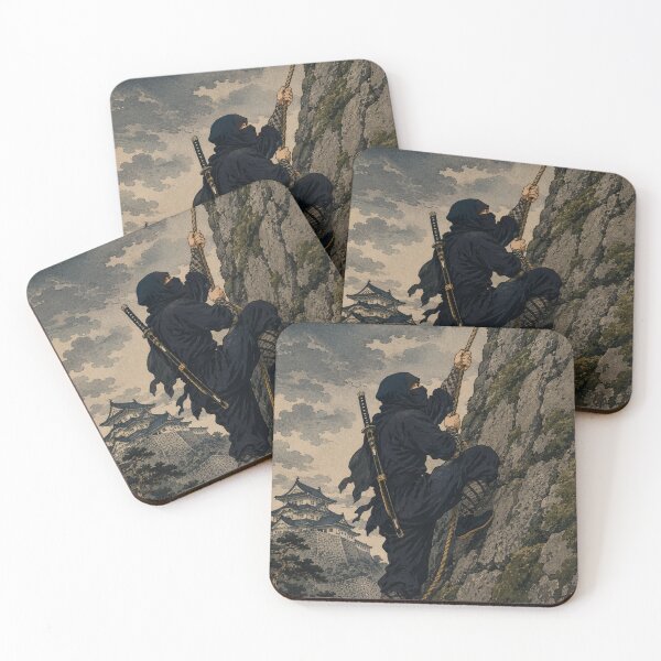 Item preview, Silent Blade Ascent - Vintage Japanese Ninja Ukiyo-e Woodblock designed and sold by bapupa.