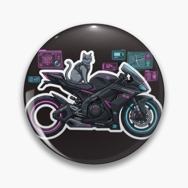 Item preview, Cyberpunk Cat Rider Futuristic Neon Motorcycle Sticker designed and sold by Neo Tokio.