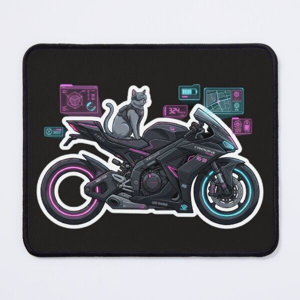 Item preview, Cyberpunk Cat Rider Futuristic Neon Motorcycle Sticker designed and sold by Neo Tokio.