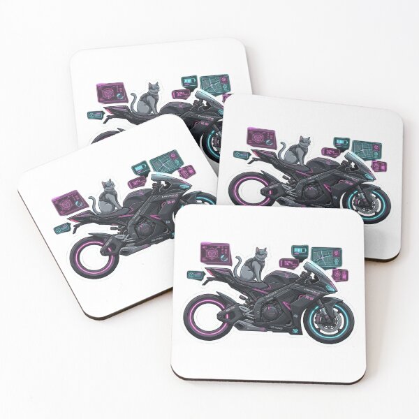 Item preview, Cyberpunk Cat Rider Futuristic Neon Motorcycle Sticker designed and sold by Neo Tokio.