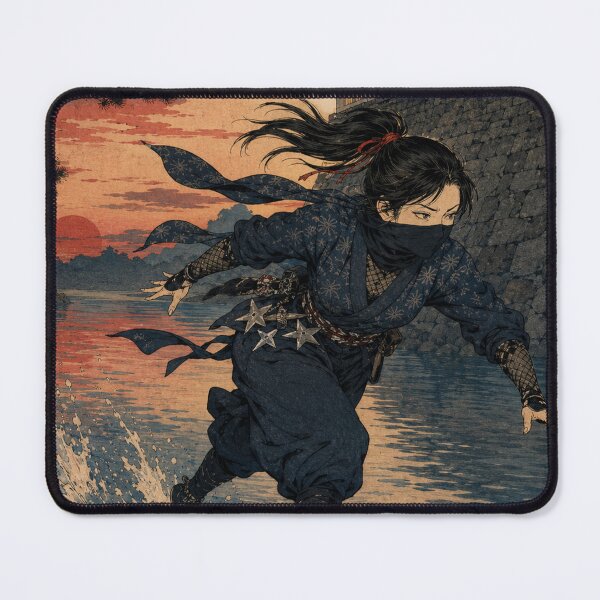 Item preview, Water Crossing Step - Vintage Japanese Ninja Ukiyo-e Woodblock designed and sold by bapupa.