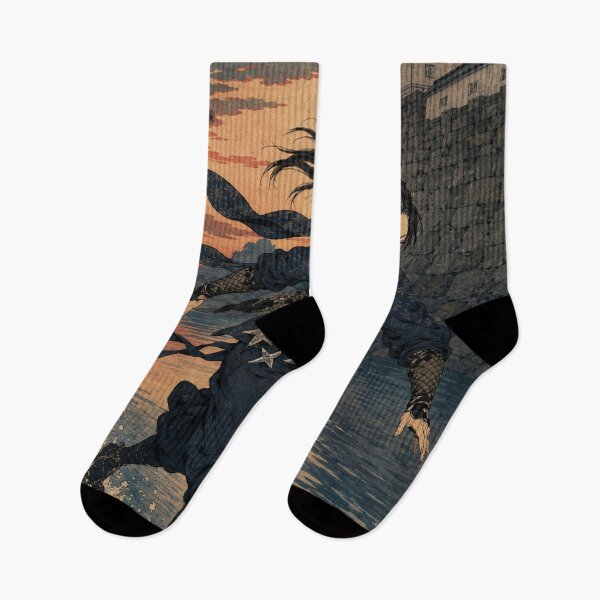 Item preview, Water Crossing Step - Vintage Japanese Ninja Ukiyo-e Woodblock designed and sold by bapupa.