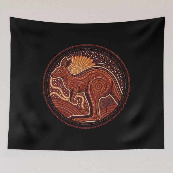 Item preview, Australian Kangaroo Aboriginal Inspired Dot Art – Outback Wildlife Mandala Design designed and sold by ArcticFoxStudio.