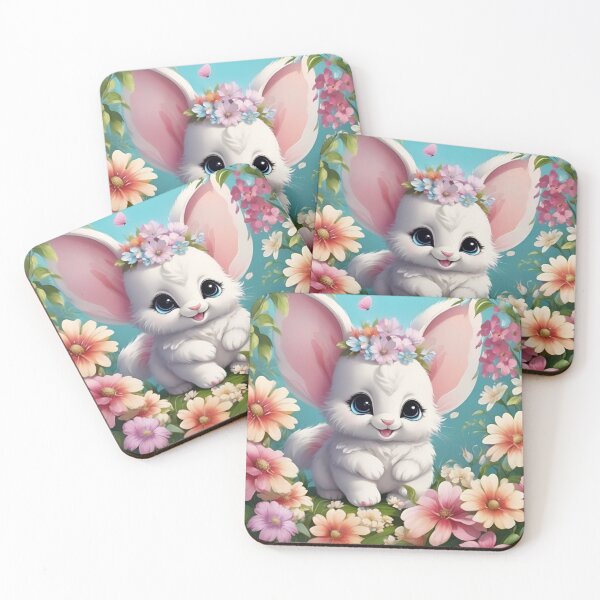 Item preview, Fluffy White Bunny with Flower Crown in Blooms designed and sold by CASASIS_MERCH.