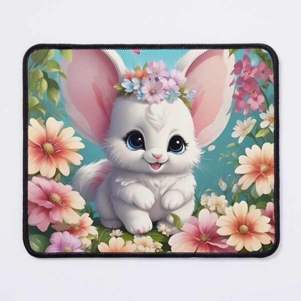 Item preview, Fluffy White Bunny with Flower Crown in Blooms designed and sold by CASASIS_MERCH.