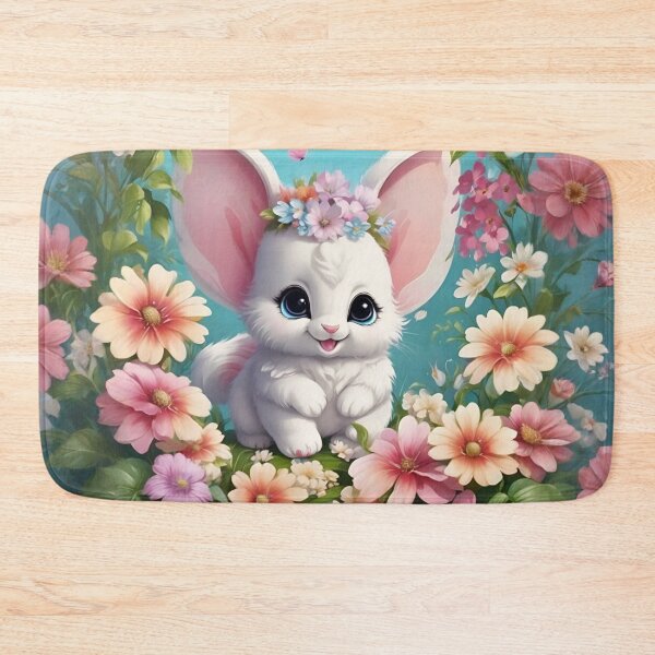 Item preview, Fluffy White Bunny with Flower Crown in Blooms designed and sold by CASASIS_MERCH.