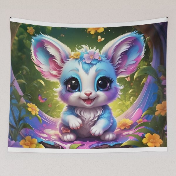 Item preview, Rainbow Fantasy Creature Smiling in Enchanted Garden designed and sold by CASASIS_MERCH.