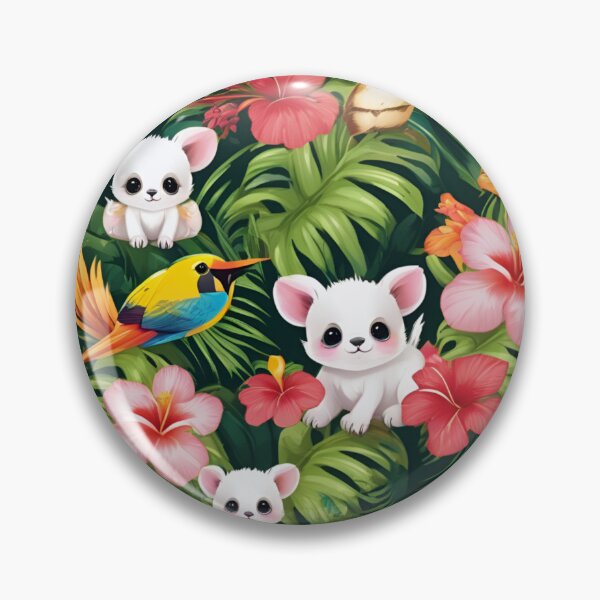 Item preview, Cute Baby Animals Hidden in Tropical Hibiscus Jungle designed and sold by CASASIS_MERCH.