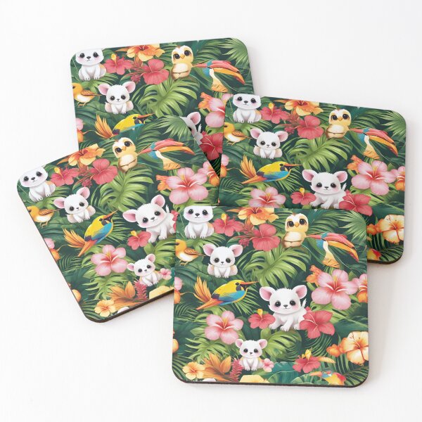 Item preview, Cute Baby Animals Hidden in Tropical Hibiscus Jungle designed and sold by CASASIS_MERCH.