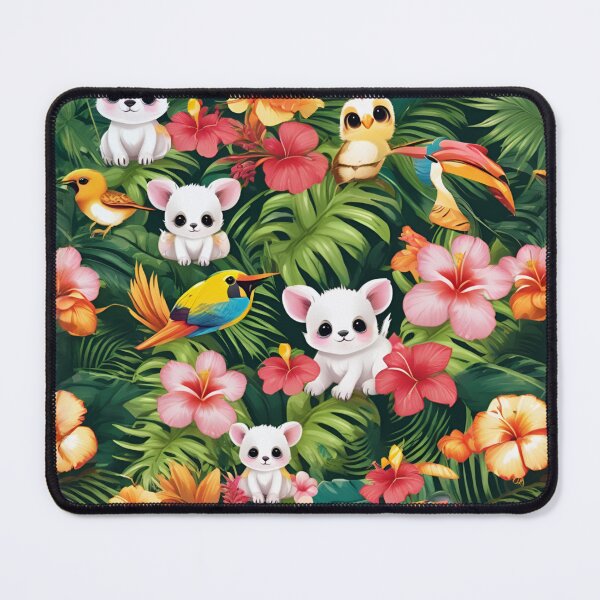 Item preview, Cute Baby Animals Hidden in Tropical Hibiscus Jungle designed and sold by CASASIS_MERCH.