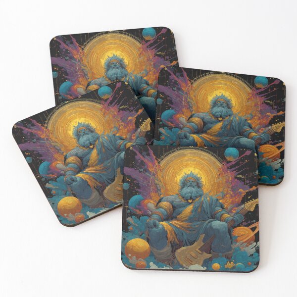 Item preview, Rock God of the Galaxy Art — Bold Neon Epic Music Print designed and sold by CosmicRockArt.