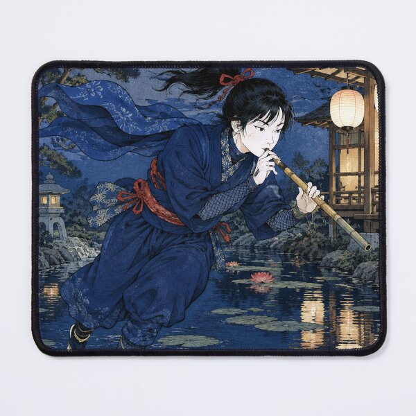 Item preview, Lotus Water Step - Vintage Japanese Ninja Girl Ukiyo-e Woodblock designed and sold by bapupa.