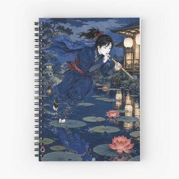 Item preview, Lotus Water Step - Vintage Japanese Ninja Girl Ukiyo-e Woodblock designed and sold by bapupa.