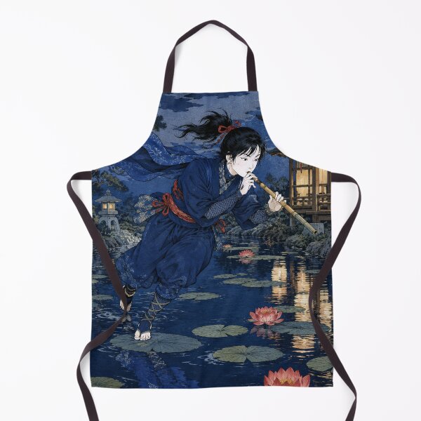Item preview, Lotus Water Step - Vintage Japanese Ninja Girl Ukiyo-e Woodblock designed and sold by bapupa.