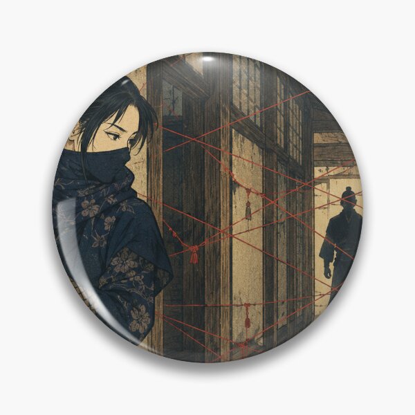Item preview, Red Thread Snare - Vintage Japanese Ninja Girl Ukiyo-e Woodblock designed and sold by bapupa.