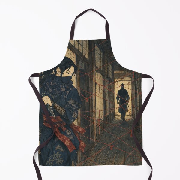 Item preview, Red Thread Snare - Vintage Japanese Ninja Girl Ukiyo-e Woodblock designed and sold by bapupa.
