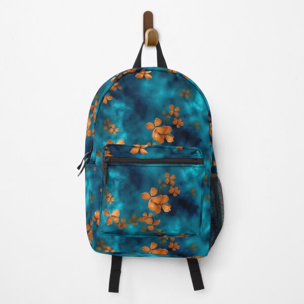 Item preview, Bold Orange Flower And Cyan Leaf Watercolor Pattern designed and sold by igraphixart.