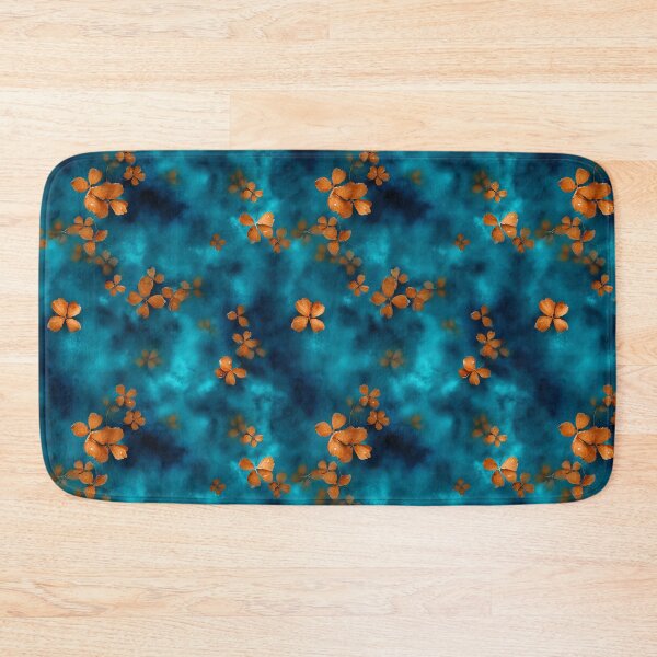 Item preview, Bold Orange Flower And Cyan Leaf Watercolor Pattern designed and sold by igraphixart.