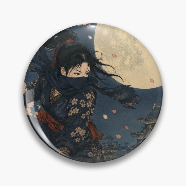 Artikelvorschau, Shinobi im Mondlicht – Vintage-Ukiyo-e-Holzschnitt eines japanischen Ninja-Mädchens entworfen und verkauft von bapupa.