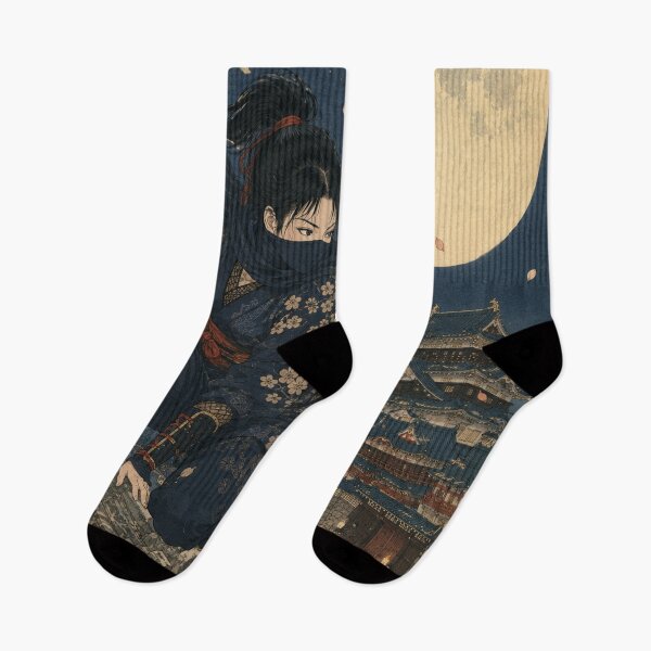 Item preview, Moonlit Shinobi - Vintage Japanese Ninja Girl Ukiyo-e Woodblock designed and sold by bapupa.