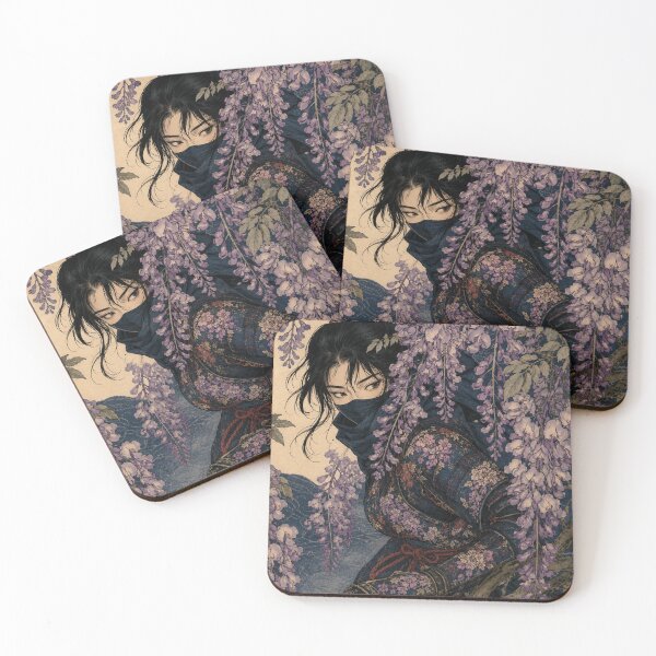 Item preview, Wisteria Shadow - Vintage Japanese Ninja Girl Ukiyo-e Woodblock designed and sold by bapupa.