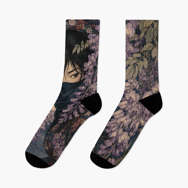 Item preview, Wisteria Shadow - Vintage Japanese Ninja Girl Ukiyo-e Woodblock designed and sold by bapupa.