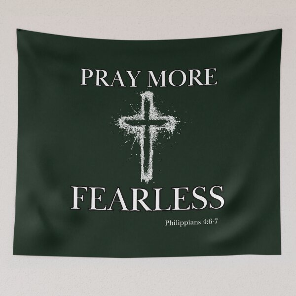 Item preview, Pray More Fearless Christian Men Cross Bible Scripture designed and sold by Ceramic Scripture.